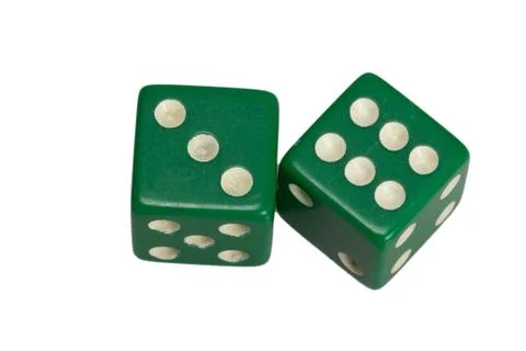 Two dice showing three and six Stock Photos