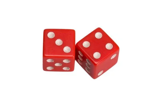 Two dice showing three and four Stock Photos