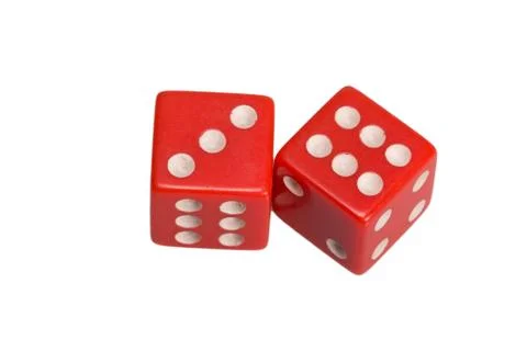 Two dice showing three and six Stock Photos