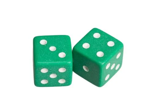 Two dice showing three and four Stock Photos