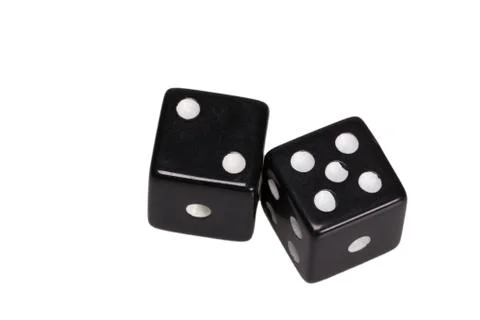 Two dice showing two and five Stock Photos