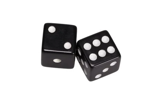 Two dice showing two and six Stock Photos