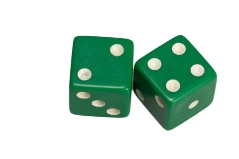 Two dice showing two and four Stock Photos