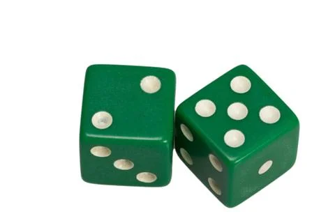 Two dice showing two and five Stock Photos