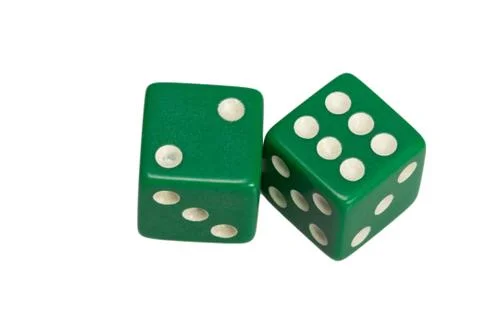 Two dice showing two and six Stock Photos