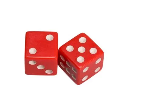 Two dice showing two and five Stock Photos