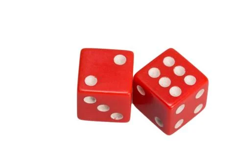 Two dice showing two and six Stock Photos