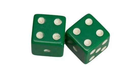 Two dice showing two four Stock Photos