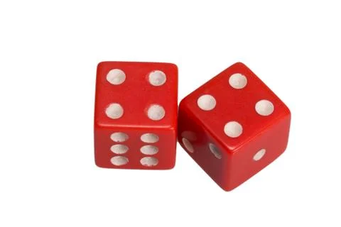 Two dice showing two four Stock Photos