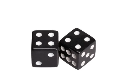 Two dice showing two four Stock Photos