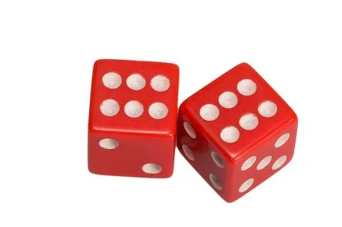 Two dice showing two sixes Stock Photos