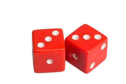 Two dice showing two triples Stock Photos
