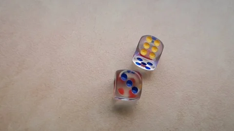 Two dice spin on the floor. (slow motion footage 960fps) Stock Footage 110985060