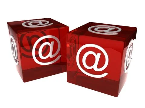Two dices with e-mail sign over white Stock Illustration