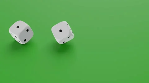 Two dices falling to green table. Gambling and casino concept. Stock Footage 154371008