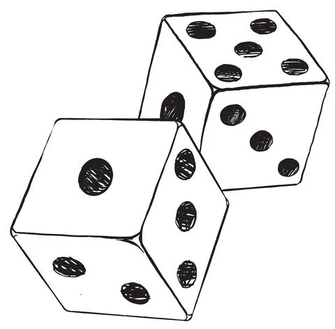 Two dices Hand drawn doodle Stock Illustration