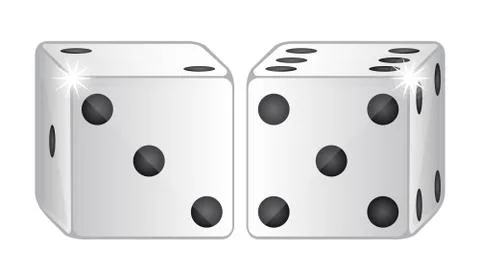 Two dices isolated over white background. vector illustration Illustrazione stock