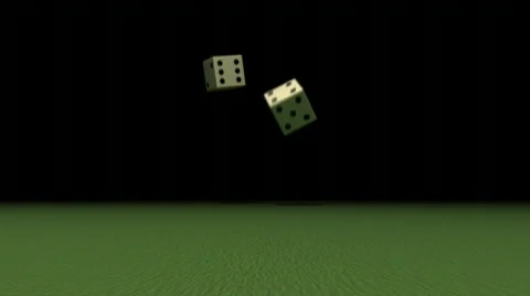 Two dices rolling on green table Stock Footage 91386