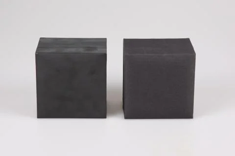 Two different black blank hard cardboard box mockup for branding presentation Foto stock