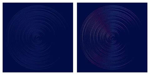 Two different circles with dots and different colors blue background set, Stock Illustration