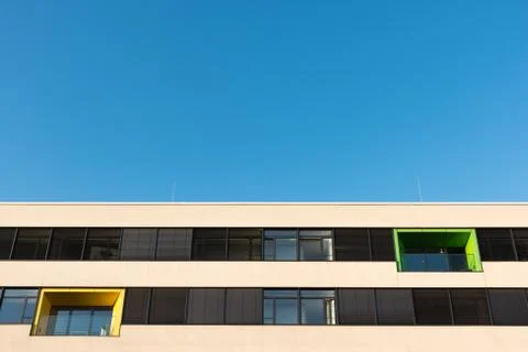 Two different colored balconies of a modern building Foto stock