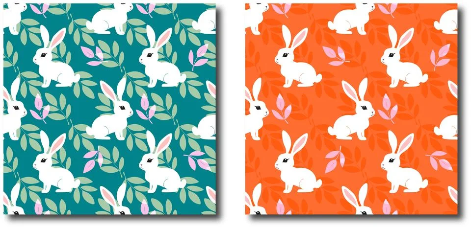 Two different colored rabbit patterns Stock Illustration