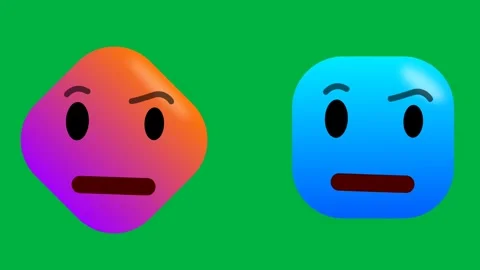 Two different colours and shapes emoji in watching and looking gesture Stock Footage 282535671