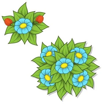 Two different flower bushes Stock Illustration