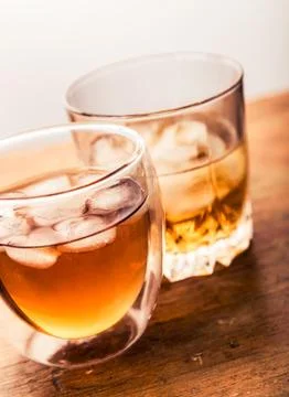 Two different glasses of whiskey Stock Photos