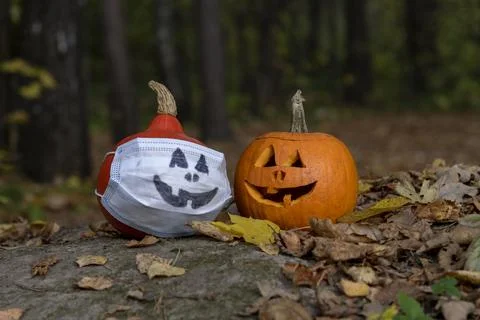 Two different Halloween pumpkins Stock Photos
