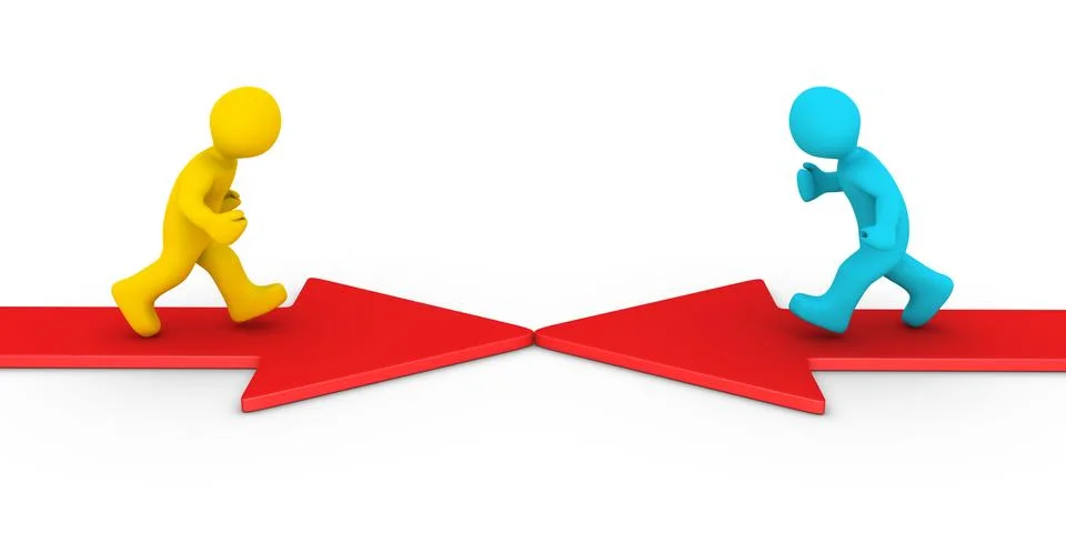 Two different people running on arrows Stock Illustration
