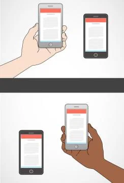 Two different Smartphones with hands Stock Illustration