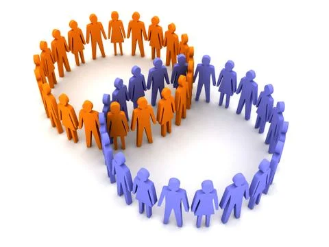 Two different teams connection. Concept 3D illustration Stock Illustration
