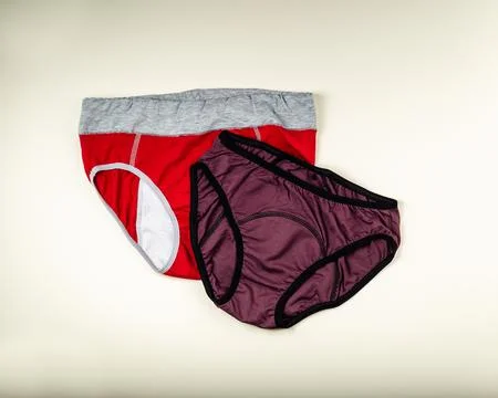 Two different types of reusable menstrual panties Stock-Fotos