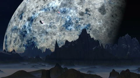 Two different UFO and giant planet Stock Footage 40635286