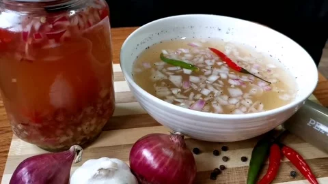 Two Different Vinegar Dipping Sauce Stock Footage 148402281