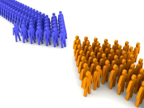 Two different working groups. Concept 3D illustration. Stock Illustration