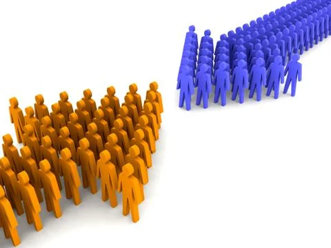 Two different working groups. Concept 3D illustration. Stock Illustration