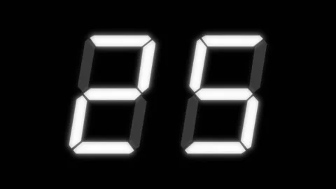 Two digit, thirty second digital clock counting down from 30. Glowing white Stock Footage 331047726
