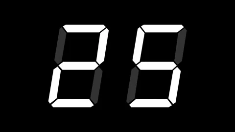 Two digit, thirty second digital clock counting down from 30. White digits on 스톡 동영상 331048754