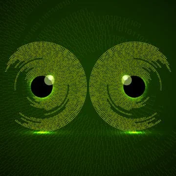 Two digital eye with binary code, technology oncept. Futuristic tech secure.. イラスト素材