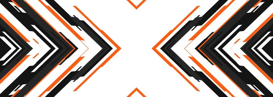 Two digital technology arrow. Abstract futuristic black and orange arrows on Illustrazione stock