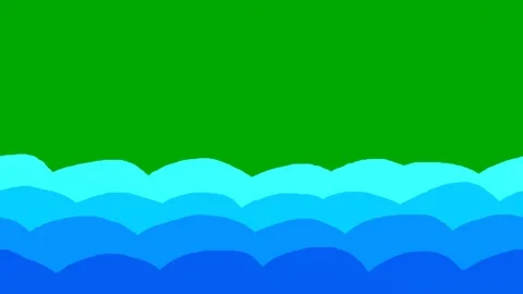 Two-dimensional animated sea with green background Stock Footage 255661148