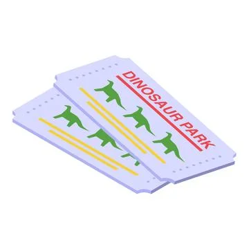 Two dinosaur park tickets granting access to prehistoric adventures Ilustración de archivo