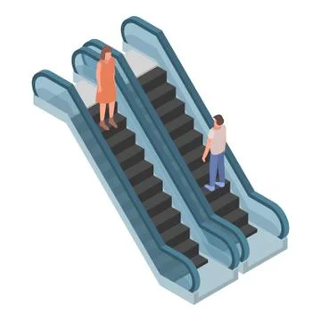 Two direction escalator icon, isometric style Stock Illustration