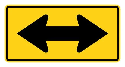 Two direction large arrow sign, W1-7, US road sign Stock Illustration