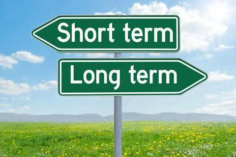 Two direction signs - Short term or Long term 库存照片