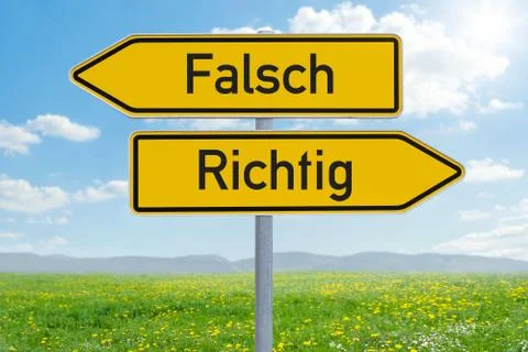 Two direction signs - Wrong or Right - Falsch oder Richtig (german) Photos