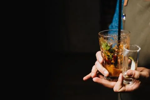 Two dirty empty glasses. Stock Photos
