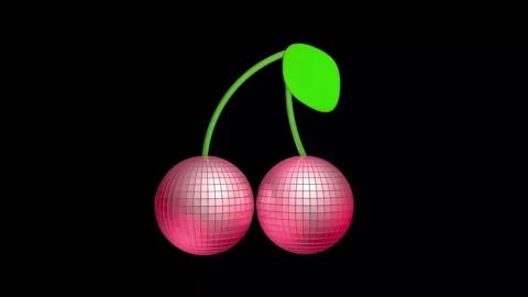 Two disco cherries on a black background. 3D animation. Stock Footage 262760472